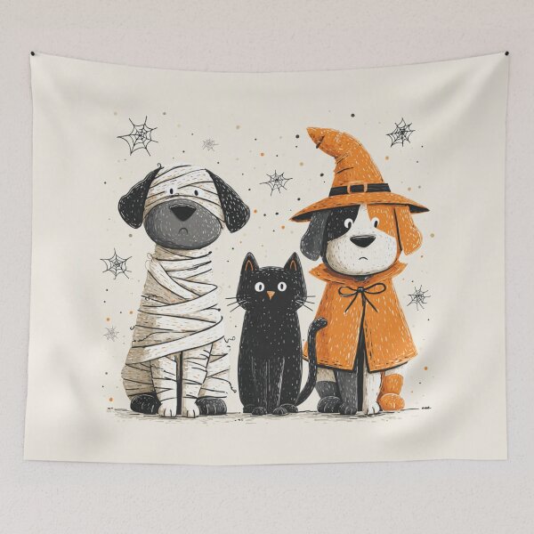 Item preview, Animals Trio Autumn Halloween Mummy Black Cat Witch  designed and sold by GrinGalore.