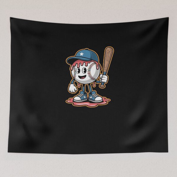 Item preview, Cartoon Baseball Character with Cap, Bat, Sneakers and Melting Drippy Effect – Funny Sports Design designed and sold by MissRasheedHam.