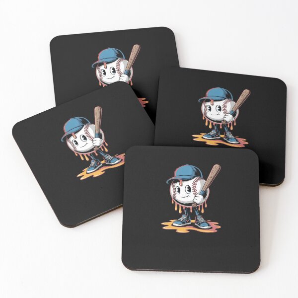 Artikelvorschau, Cartoon-Baseball-Figur mit Kappe, Schläger, Turnschuhen und schmelzendem Tropfeneffekt – Lustiges Sportdesign entworfen und verkauft von MissRasheedHam.