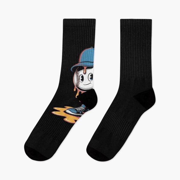 Item preview, Cartoon Baseball Character with Cap, Bat, Sneakers and Melting Drippy Effect – Funny Sports Design designed and sold by MissRasheedHam.