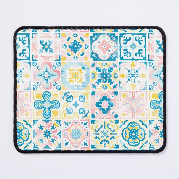 Item preview, Watercolor Pastel Geometric Floral Portuguese Tiles designed and sold by imaginefountain.