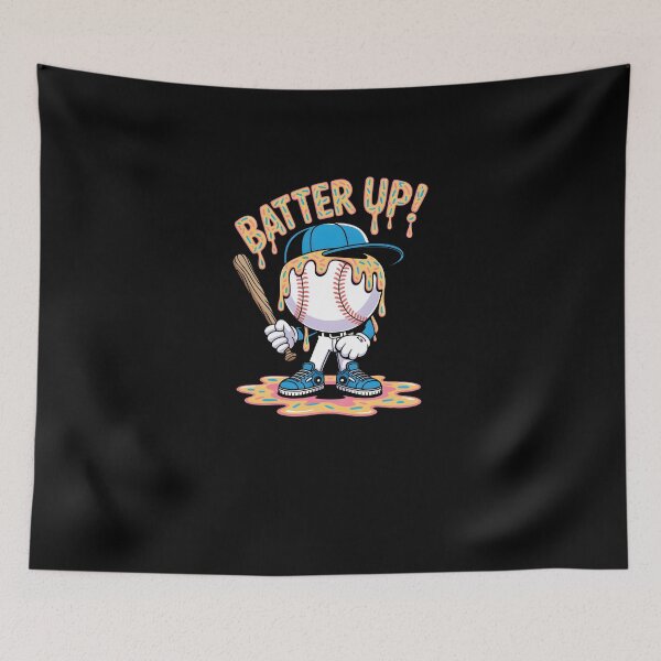 Item preview, Cartoon Baseball Character with Cap, Bat, Sneakers and Melting Drippy Effect – Funny Sports Design designed and sold by MissRasheedHam.