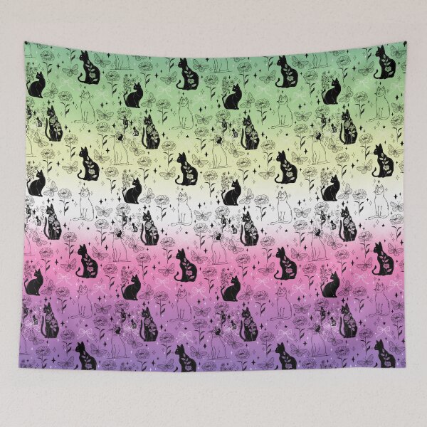 Item preview, Genderfae Pride Black Cat Witchy Magic Design designed and sold by Travelslightly.