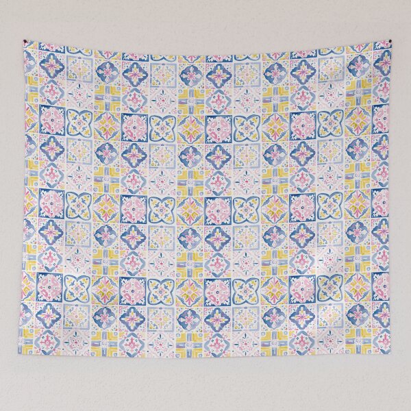 Item preview, Copy of Watercolor Pastel Geometric Floral Portuguese Tiles designed and sold by imaginefountain.