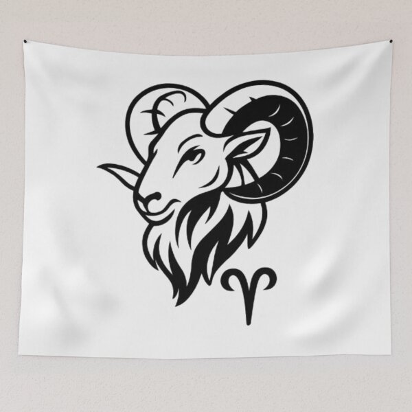 Item preview, Aries Zodiac Sign – Minimalist Ram Head Outline designed and sold by AlexLineArt.
