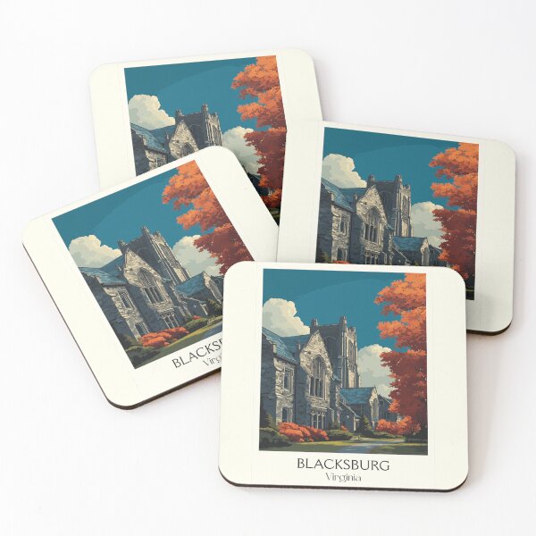 Item preview, Blacksburg Virginia Vintage Travel Art | Hokie College Town Illustration designed and sold by TuncGK.