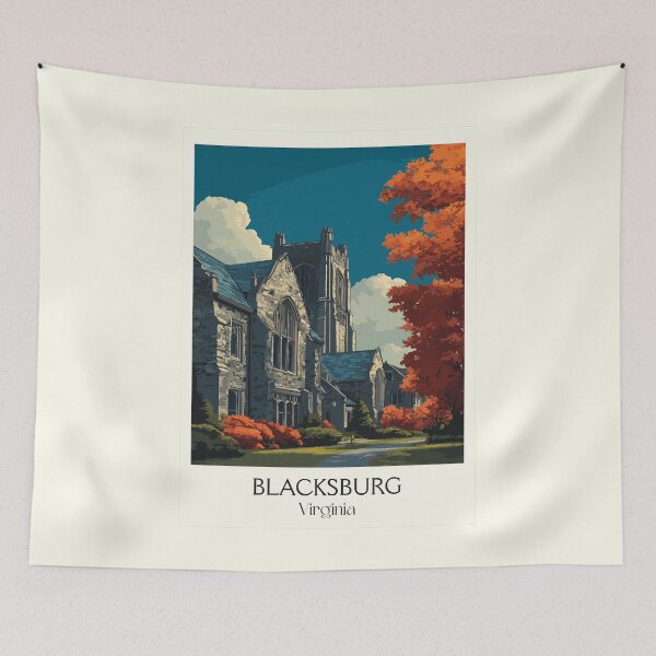 Item preview, Blacksburg Virginia Vintage Travel Art | Hokie College Town Illustration designed and sold by TuncGK.