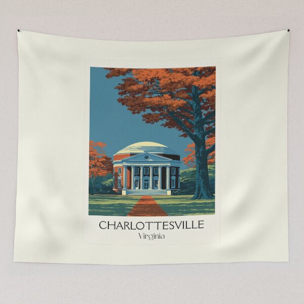 Item preview, Charlottesville Virginia Vintage Travel Art | The Rotunda Illustration designed and sold by TuncGK.