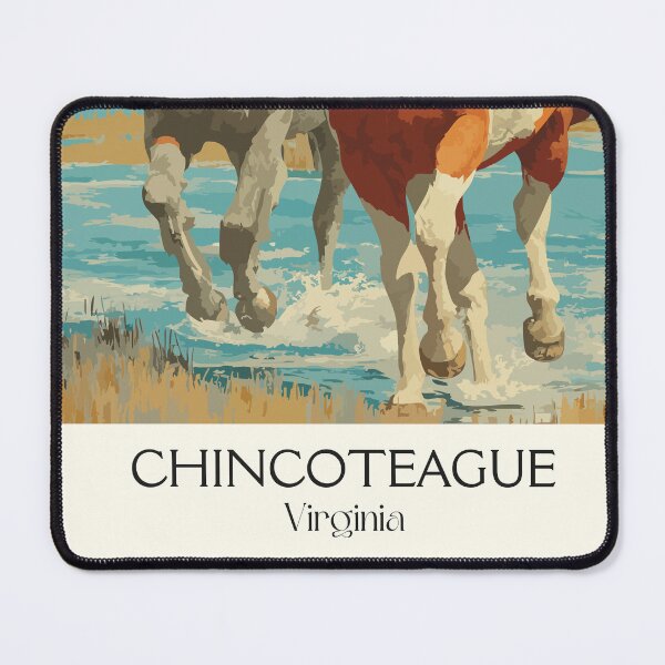 Item preview, Chincoteague Virginia Retro Travel Art | Wild Ponies Illustration designed and sold by TuncGK.