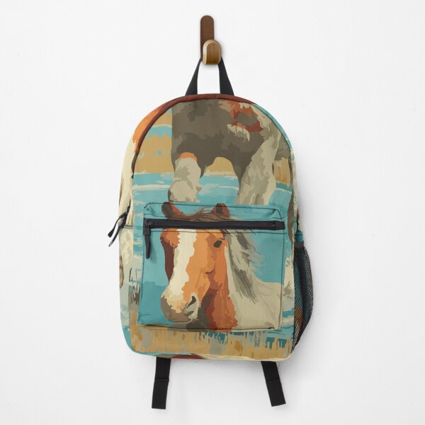 Item preview, Chincoteague Virginia Retro Travel Art | Wild Ponies Illustration designed and sold by TuncGK.