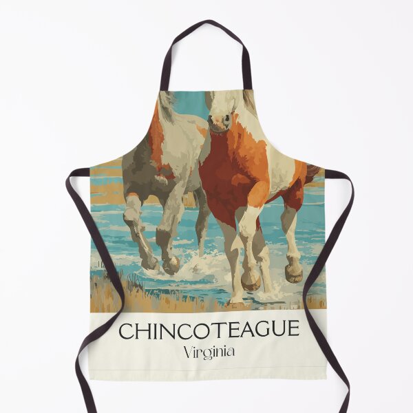 Item preview, Chincoteague Virginia Retro Travel Art | Wild Ponies Illustration designed and sold by TuncGK.