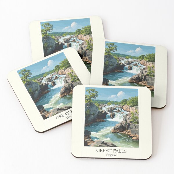Item preview, Great Falls Virginia Vintage Travel Design | Potomac River Park Art designed and sold by TuncGK.