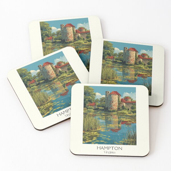 Item preview, Hampton Virginia Retro Travel Art | Historic Coastal City Design designed and sold by TuncGK.
