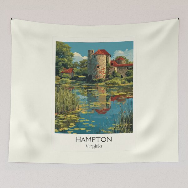 Item preview, Hampton Virginia Retro Travel Art | Historic Coastal City Design designed and sold by TuncGK.