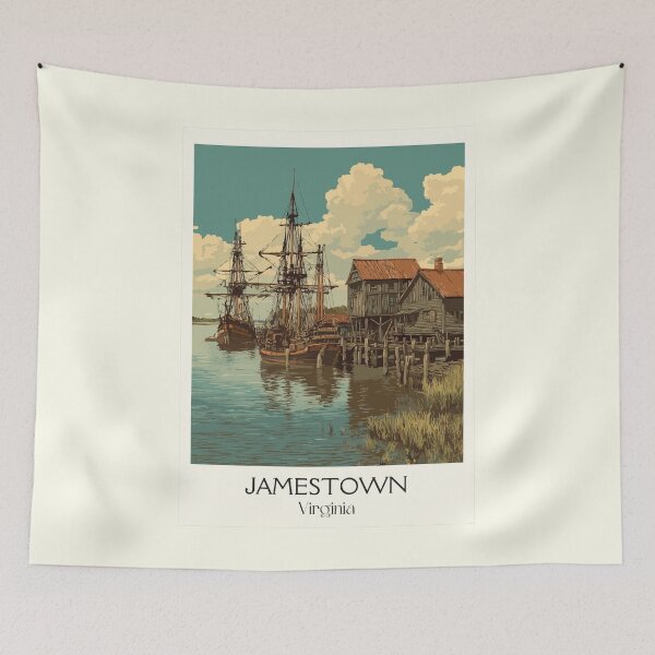 Item preview, Jamestown Virginia Vintage Travel Design | Historic Settlement Art designed and sold by TuncGK.