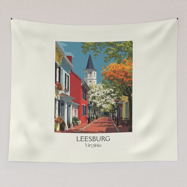 Item preview, Leesburg Virginia Retro Travel Art | Historic Downtown Illustration designed and sold by TuncGK.