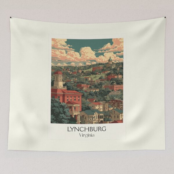Item preview, Lynchburg Virginia Vintage Travel Art | The Hill City Illustration designed and sold by TuncGK.
