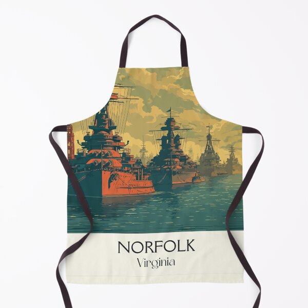 Item preview, Norfolk Virginia Vintage Travel Art | Naval Station Battleship Design designed and sold by TuncGK.