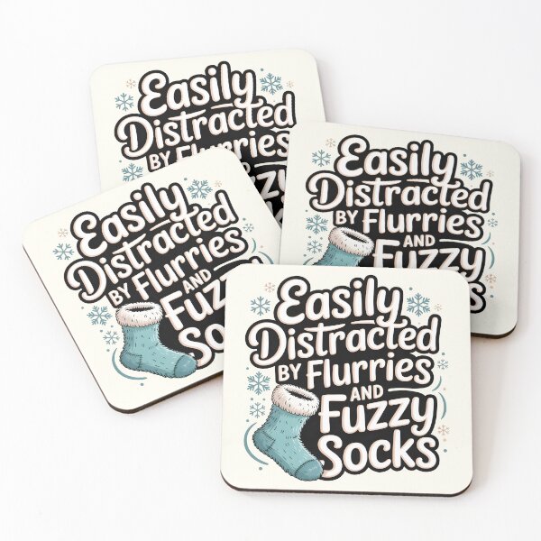 Item preview, Easily Distracted by Flurries and Fuzzy Socks – Funny Winter Quote designed and sold by Jollys-ArtShop.