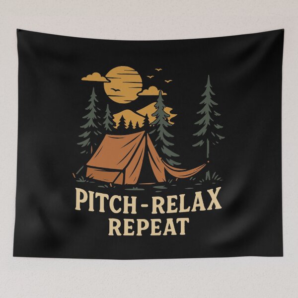 Item preview, Pitch Relax Repeat Funny Camping Camper Van designed and sold by LuminOrb.