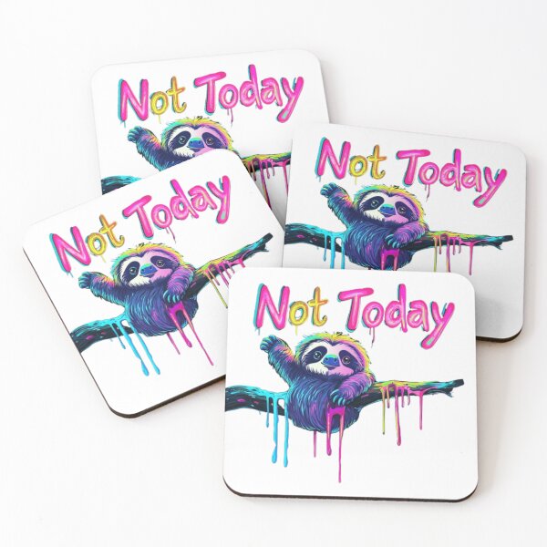 Item preview, Not Today – Colorful Sloth Neon Artwork designed and sold by AlexLineArt.