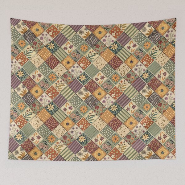 Item preview, Vintage Floral Patchwork Quilt Pattern designed and sold by RGShirtWorks.