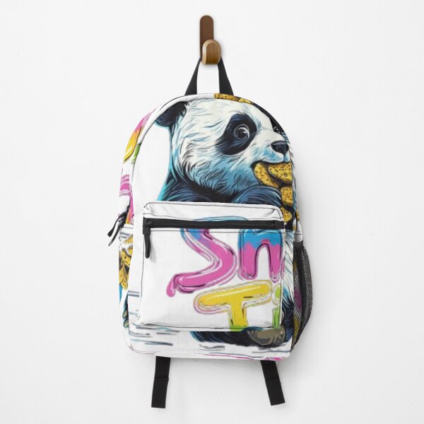 Item preview, Snack Time – Cute Panda Eating Cookies Neon Art designed and sold by AlexLineArt.