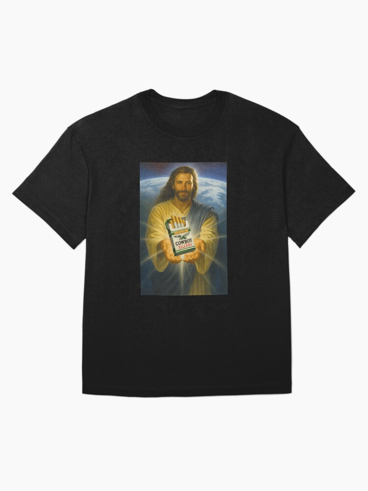 Jesus Holding Cowboy Killers Philadelphia Eagles Cigarettes Meme Oversized T-Shirt