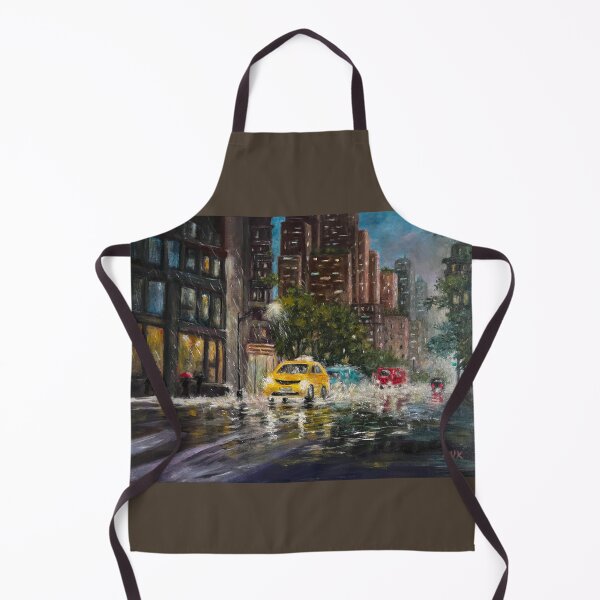 Item preview, Rainy Night in New York City. Colorful reflections and splashing rain. Skyscrapers in darkening sky with yellow taxi and cars. designed and sold by KarenZuk.