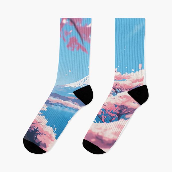 Item preview, Mount Fuji with Cherry Blossoms – Minimal Japanese Landscape Print designed and sold by Christian Weiss.