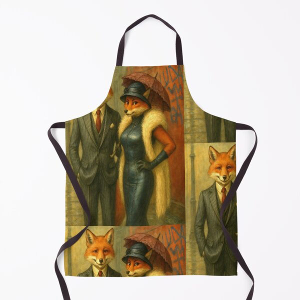 Item preview, “Gangster Fox Couple | Vintage Noir Anthropomorphic Art designed and sold by ReyDeLaCalle.