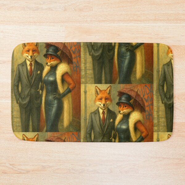 Item preview, “Gangster Fox Couple | Vintage Noir Anthropomorphic Art designed and sold by ReyDeLaCalle.