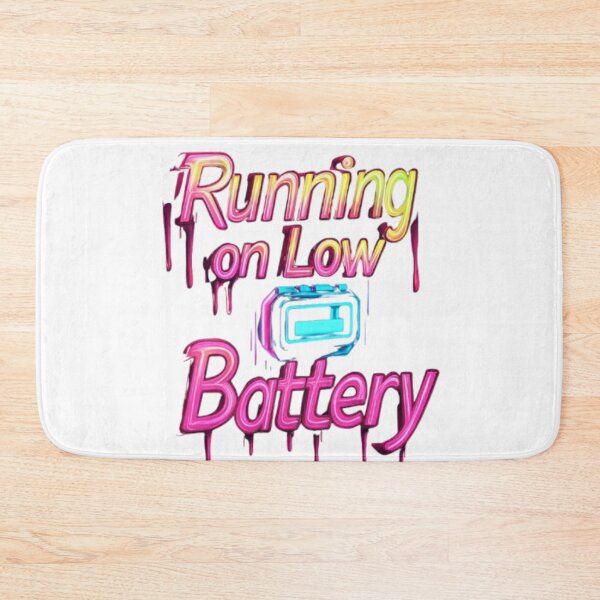 Item preview, Running on Low Battery – Funny Neon Typography designed and sold by AlexLineArt.