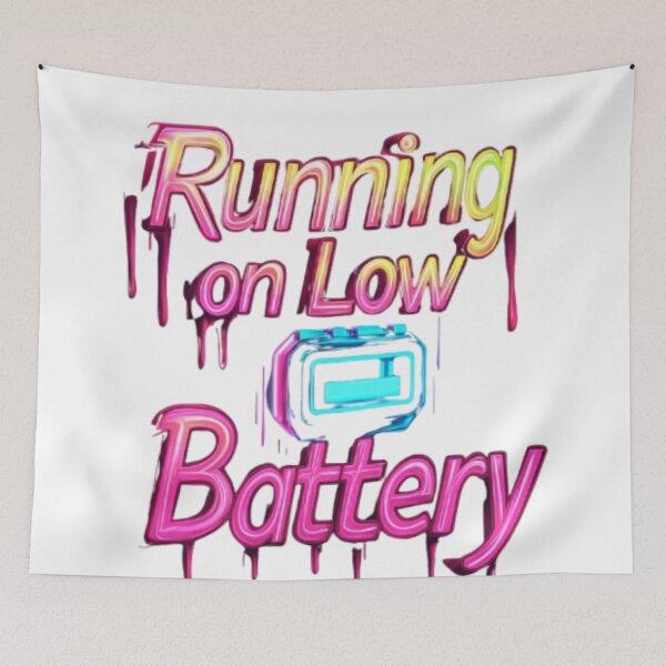 Item preview, Running on Low Battery – Funny Neon Typography designed and sold by AlexLineArt.