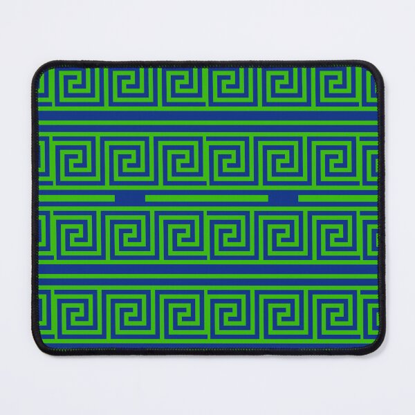 Item preview, Green On Blue Background Greek Key Fret Pattern designed and sold by PatternTitan.