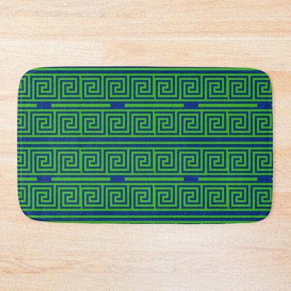 Item preview, Green On Blue Background Greek Key Fret Pattern designed and sold by PatternTitan.