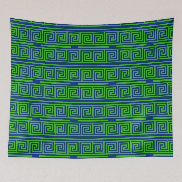 Item preview, Green On Blue Background Greek Key Fret Pattern designed and sold by PatternTitan.