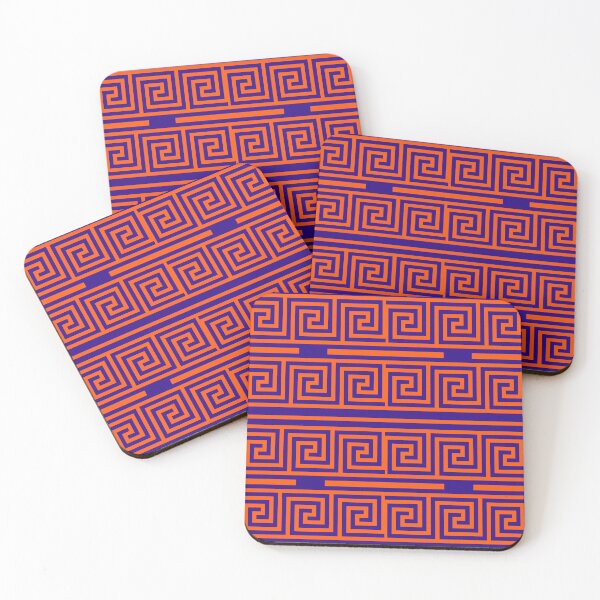 Item preview, Orange On Blue Background Greek Key Fret Pattern designed and sold by PatternTitan.