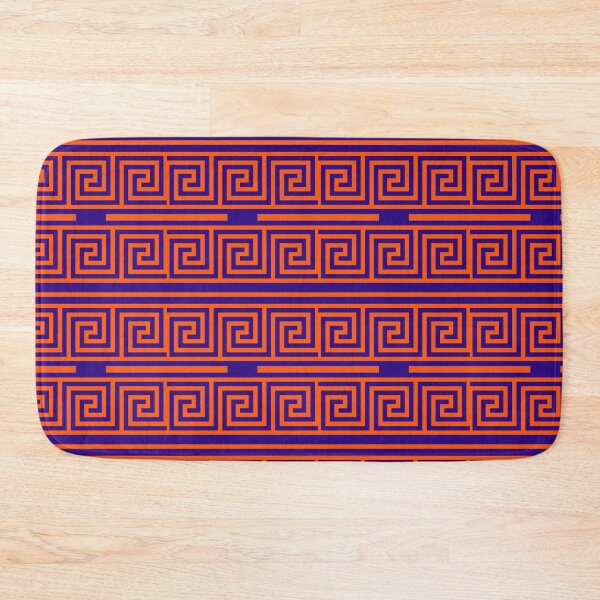 Item preview, Orange On Blue Background Greek Key Fret Pattern designed and sold by PatternTitan.