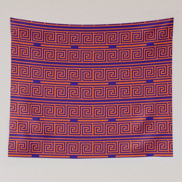 Item preview, Orange On Blue Background Greek Key Fret Pattern designed and sold by PatternTitan.