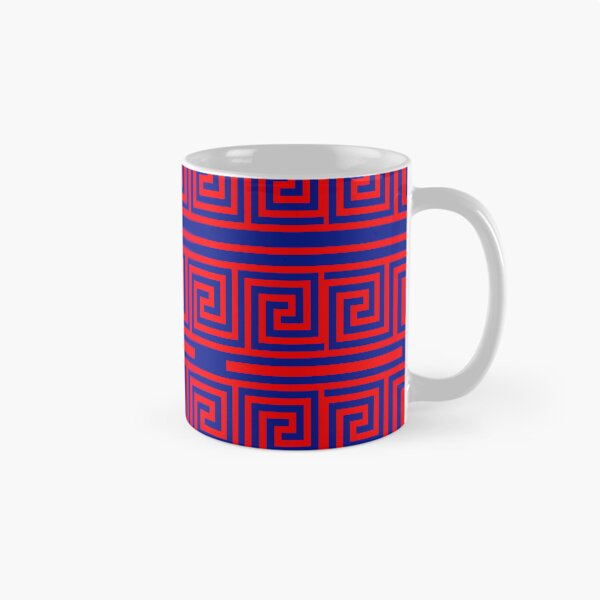 Item preview, Red On Blue Background Greek Key Fret Pattern designed and sold by PatternTitan.