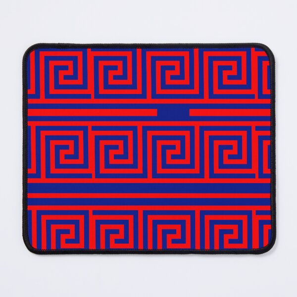 Item preview, Red On Blue Background Greek Key Fret Pattern designed and sold by PatternTitan.