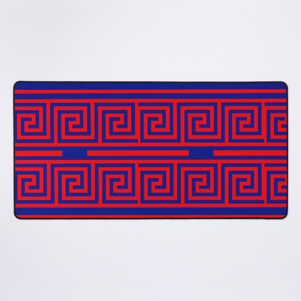 Item preview, Red On Blue Background Greek Key Fret Pattern designed and sold by PatternTitan.
