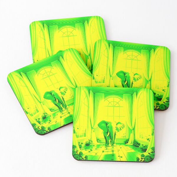Item preview, Elephant In The Room - Green, Yellow Abstract designed and sold by asurtiumgreen.