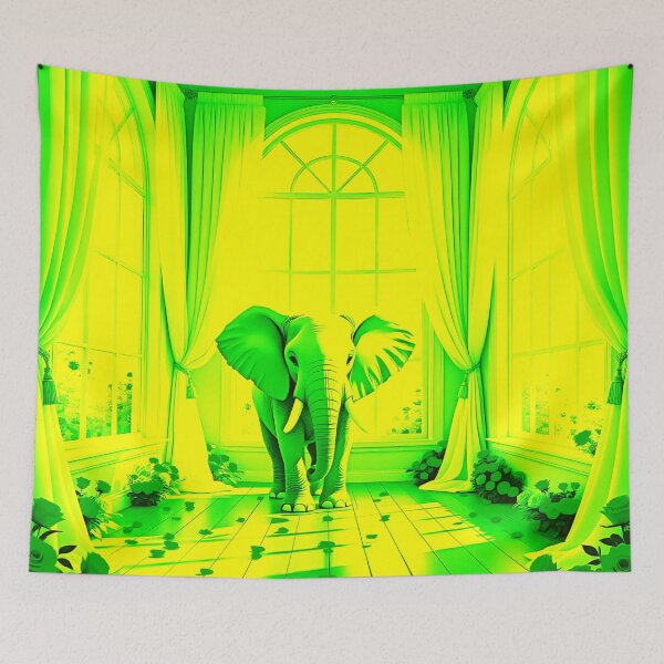 Item preview, Elephant In The Room - Green, Yellow Abstract designed and sold by asurtiumgreen.