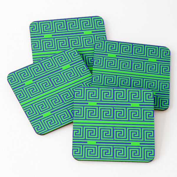 Item preview, Blue On Green Background Greek Key Fret Pattern designed and sold by PatternTitan.