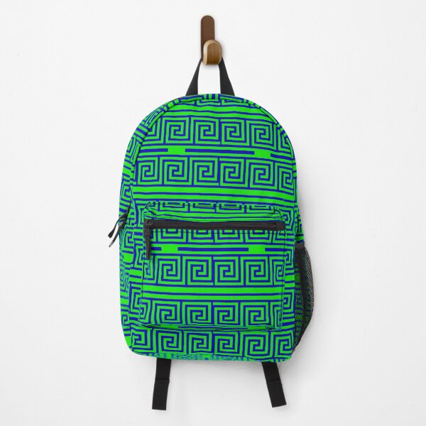 Item preview, Blue On Green Background Greek Key Fret Pattern designed and sold by PatternTitan.