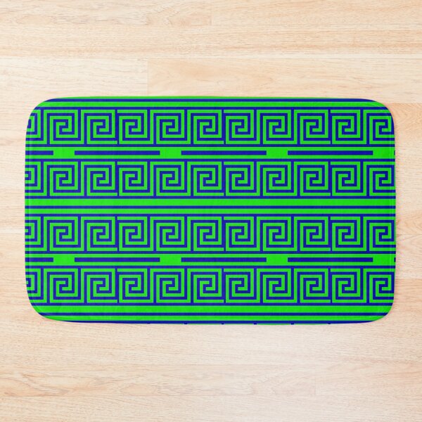 Item preview, Blue On Green Background Greek Key Fret Pattern designed and sold by PatternTitan.