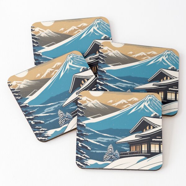 Item preview, Ukiyo-e Ski Lodge – Japanese Winter Mountain Landscape designed and sold by Vandy Fullam.