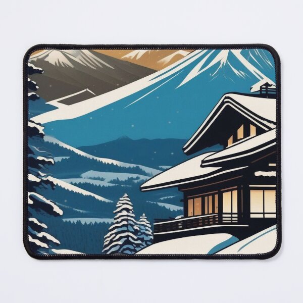 Item preview, Ukiyo-e Ski Lodge – Japanese Winter Mountain Landscape designed and sold by Vandy Fullam.